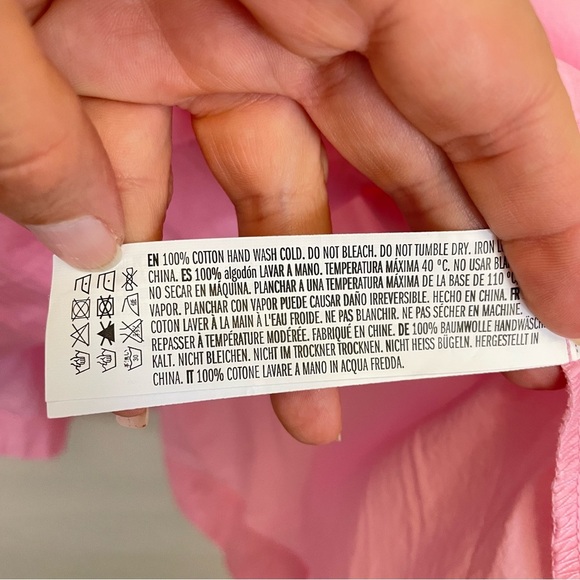 English Factory Pink Front Tie Poplin Peplum Top Size‎ Medium - Picture 9 of 10